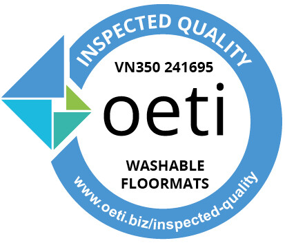 INSPECTED QUALITY Label washable floor mats Company Kleentex English