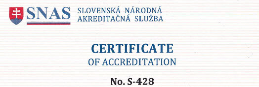 Certificate of Accreditation 17025 OETI Slovakia