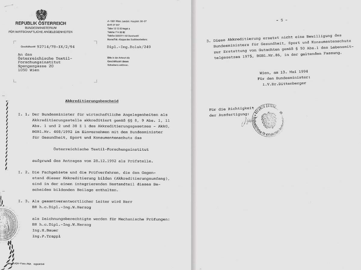 1994: EN 45001 accredited